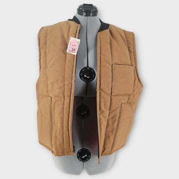 Unbranded Other - Canvas Insulated Hunting Vest Men's 2X Light Brown Full-Zip Outdoors NWT
